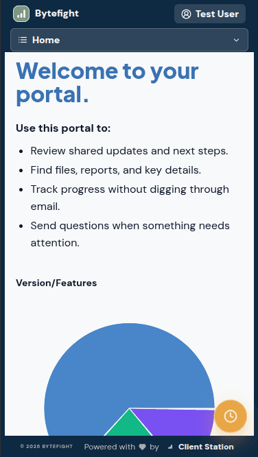 Responsive Client Station portal displayed on a phone